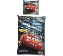 Silta Disney Cars gultas veļa zēniem, Flīsa bērnu gultas veļa, 135 x 200 cm, 80 x 80 cm, Īpaši mīksta mīksta gultas veļa, Ziemas gultas veļa ar automašīnas motīvu Lightning McQueen