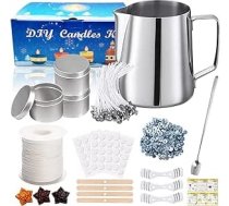 DIY sveču izgatavošanas komplekts, aromātiskās sveces, sveču amatniecības piederumu komplekts, ar sveču liešanas katlu, dakti, sveču burka, sveču daktis uzlīme, daktis turētājs, maisīšanas kociņš, vaska daktis, svecei, ziepes