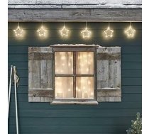 Lights4fun Osby 6 LED Star Garland, Ziemassvētku apgaismojums ar taimeri, iekštelpu un āra gaismas aizkars, iekštelpās