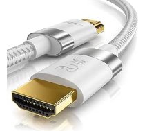 CSL — 8k / 4k HDMI kabelis 2.1/2.0-10m — 8K @ 60Hz 4K @ 120Hz ar DSC — 48 Gbit/s — 3D — īpaši liels ātrums ar Ethernet — TV Blu-ray PS5 Xbox Series X slēdzis — balts — 10 metri