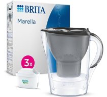 BRITA Marella ūdens filtra krūze, grafīts (2,4 l) ar 3x Maxtra Pro universālo kārtridžu – filtrs, kas samazina kaļķakmens, hlora, svina, vara un garšu traucējošu vielu daudzumu ūdenī