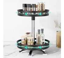 niffgaff Spice Rack Organizer Pagrieziena galds, kas rotē par 360° Lazy Susan Virtuves organizators Garšvielas Virtuves Ledusskapis Virtuves Darba virsma 26 cm + 24,5 cm 2 līmenis Melns