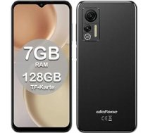 Ulefone Note 14 mobilais tālrunis bez līguma, 4G viedtālrunis, 7 GB RAM, 128 GB, paplašināma, 4500 mAh ar 8MP kameru, 6,52 collas, 3 sloti, Android 12/Face ID/GPS/WiFi/FM/Liels fonts Dual SIM Black