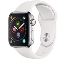 Apple Watch Series 4 40 mm (GPS + Cellular) — Edelstahlgehäuse Silber Weiß Sportarmband (Generalüberholt) ANEB07R81F2QXT