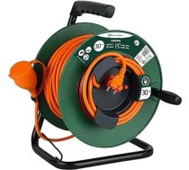 Electraline dārza kabeļa spole 30 m spraudnis un Eiropas 2 kontaktu kabeļa šķērsgriezums 2 x 1,5 mm2 oranža zaļa 49236
