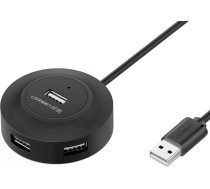 4in1 HUB sadalītāja adapteris USB 2.0 līdz 4x USB-A 480Mb/s 1m melns