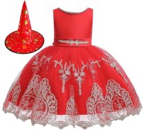 COMIOR Helovīna kleitas kleitas + cepure Raganas cepure Bērnu meiteņu kostīmu kokteiļkleita Vintage vakarkleita Retro izšūta princeses kleita Rockabilly Cosplay ballīšu kleita