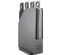 Moritz & Moritz 4 x brokastu dēļi ar statīvu, 20,5 x 14,5 cm, mazgājams trauku mazgājamā mašīnā, plastmasas griešanas dēļu komplekts ar statīvu, pelēks brokastu dēļu komplekts