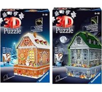 Ravensburger 3D puzle 11237 Piparkūku māja naktī 3D puzle bērniem un pieaugušajiem, mirdzums tumsā un biedējoša māja naktī 11254-257 gabali Helovīna faniem no 8 gadiem ANEB0BKKZ4ZRDT