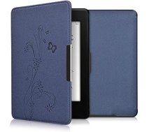kwmobile Klapphülle kompatibel ar Amazon Kindle Paperwhite Hülle — eReader Case (für Modelle bis 2017) — Ranken Schmetterling Dunkelblau