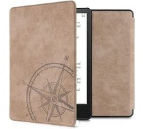 kwmobile Hülle kompatibel ar Amazon Kindle Paperwhite 11. Generation 2021 — Kunstleder eReader Schutzhülle — Kompass Vintage Braun