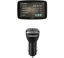TomTom GO Professional 620 kravas automašīnas navigācijas ierīce (atjauninājumi, izmantojot Wi-Fi, 6 collas, viedtālruņa paziņojumi) + Dual USB automašīnas ātrā lādētājs (piemērots visām TomTom satelīta ierīcēm) ANEB084K5SKSTT