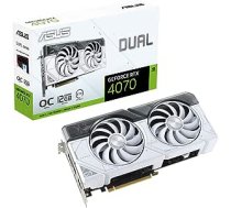 ASUS Dual GeForce RTX 4070 OC White Edition 12GB GDDR6X spēļu grafikas karte (NVIDIA GeForce RTX4070 DLSS3, PCIe 4.0, 1x HMDI 2.1, 3X DisplayPort 1.4a, DUAL-RTX4070-WHITE12G) White ANEB0C1T4NSFBT
