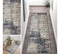 ZUZEKU Boho Runner gaiteņa virtuve Mazgājams Neslīdošs 40 x 60 cm Marokas pelēks Vintage garš virtuves paklājs Priekšnama paklājs koridoram viesistabai guļamistabai Pārdod ar skaitītājiem Regulējams