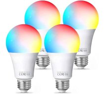 Fitop Alexa Light Bulb Smart Lamp E27, WLAN lampas LED saderīga ar Alexa/Google Home, 9 W, regulējama, silti balta/vēsi balta un daudzkrāsaina spuldze, vadība, izmantojot lietotni, nav nepieciešams centrmezgls, 4 gab. iepakojums ANEB09GVDP6QGT