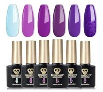 Bishengyf UV nagu laka violeta Ziemassvētkiem, 6 krāsas Violeta Wisteria Rose Purple Gēla nagu lakas komplekts Izmērcējams UV Shellac Nagu lakas manikīrs Dāvana Ziemassvētkiem nagu mākslas salonā DIY