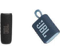 JBL Flip 6 Bluetooth Box melnā krāsā, ūdensnecaurlaidīgs pārnēsājams skaļrunis un GO 3 maza Bluetooth kaste zilā krāsā, ūdensizturīgs pārnēsājams skaļrunis ceļojumiem, 1 iepakojums ANEB0BK7L7WCQT