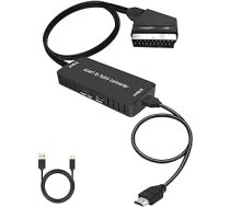 Wrugste Scart uz HDMI pārveidotājs ar HDMI kabeli, HD adapteris 720P/1080P video audio monitoram HDTV projektors Xbox VHS STB Sky DVD Blu-ray atskaņotājs ar USB kabeli