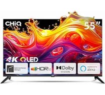 CHIQ Smart TV, 55 collu (139 cm), 4K UHD televizors, Android 11, Dolby Vision, darbojas ar Alexa, Chromecast, Bluetooth, Google palīgs, Netflix, Prime Video, HDMI/USB/CI+, WiFi, trīskāršs uztvērējs (DVB- T2/T/C/S2) ANEB0CKFDHTYCT