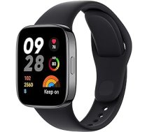 Xiaomi Redmi Watch 3, 1,75 collu AMOLED displejs, 121 fitnesa režīms, SPO₂ mērīšana un 24 stundu sirdsdarbības monitorēšana, Bluetooth zvani, GPS multisistēma, 5 ATM, akumulatora darbības laiks līdz 12 dienām, melns