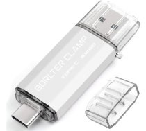 BorlterClamp Type C USB Stick 512GB OTG Memory Stick Dual Port USB C 3.0 Flash Drive Android viedtālrunim Samsung S10 S9, Huawei Honor u.c., planšetdatoriem un personālajiem datoriem (sudraba krāsā) ANEB081F1K365T