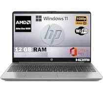 HP 255 G7 (15,6 collu) piezīmjdators (AMD A4-9125 2x2,30 GHz, 8GB DDR4 RAM, 256GB SSD m.2, Radeon R3) Windows 10 Professional, HDMI, tīmekļa kamera, USB 3.0, WiFi, itāļu QWERTY tastatūra ANEB07SM72VMTT