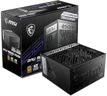 MSI MPG A850G PCIE5 barošanas avots, ES spraudnis - 850 W, 80 Plus zelta sertifikāts, pilnībā modulārs ATX 3.0, atbalsta PCIe 5.0 GPU, japāņu 105°C kondensatori, 0% RPM režīms, plakans kabelis, melns