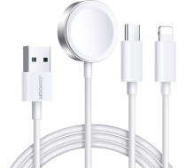 3in1 kabelis USB-A kabelis ar induktīvo lādētāju + 1x iPhone Lightning + 1x USB-C 1,2 m balts