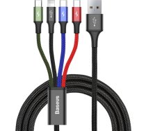 Kabelis USB kabelis 4in1 Iphone Lightning 2 x USB-C microUSB neilona pinumā 3.5A 1.2m melns