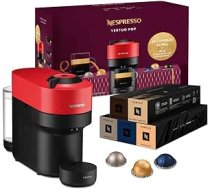 KRUPS Nespresso Vertuo Pop + 50 kapsulas, kompakts kafijas automāts, pikanti sarkans, 560 ml ANEB0CLM5FR43T