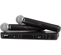 Shure BLX288/B58 UHF bezvadu mikrofonu sistēma - ideāli piemērota baznīcai, karaoke - 14 stundu akumulatora darbības laiks, 100 m darbības rādiuss | Ietver (2) BETA 58A rokas balss mikrofonus, divu kanālu uztvērēju | K3E lente ANEB0CMJMWMPFT