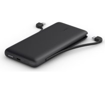 Powerbank 10 000mah ar usb-c/ltg kabeļiem, melns