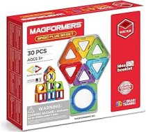 Magformers 715015 Basic 30 magnētisks konstrukcijas komplekts ar apļveida gabaliņiem Basisset Plus, 30dlg, zils, sarkans, oranžs, zaļš, violets