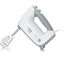 Bosch Hausgeräte Handrührer ErgoMixx MFQ36400, 2 Rührbesen, 2 Edelstahl-Knethaken, spülmaschinengeeignet, 5 Stufen plus Turbostufe, 450 W, Grau, Weiß