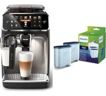 Philips 5400. sērijas EP5447/90 pilnībā automātisks kafijas automāts, 12 kafijas īpašie ēdieni, matēti melna/hromēta arēna un Philips Lime CA6903/22 Aqua Clean ūdens filtrs pilnībā automātiskai kafijai ANEB09FQ2G4JDT