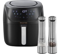 Komplekts: Russell Hobbs 23460-56 Hot Air Fryer XXL 8 L [7 gatavošanas funkcijas | 10 programmas] AirFryer 27170-56 un Rasels Hobss sāls un piparu dzirnaviņas elektriskās [2 komplekts]