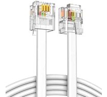 Savienojams RJ11 tālruņa pagarinājuma kabelis, ADSL tālruņa spraudnis ātrgaitas interneta platjoslas pieslēgumam maršrutētājam un modema uz RJ11 tālruni plakanais kabelis fiksētā modema piederumiem (15 M)