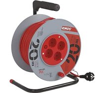 EMOS Kabeltrommel Schuko, 20 m Kabel ar 1 mm Querschnitt, 4 Steckdosen, iekštelpu Kabelrolle, Schutzklasse IP 20