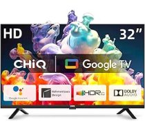 CHIQ TV L32G7V, 32 collu televizors, HD Smart TV, Google TV, Google Assistant, HDR, Google Play, iebūvēta Chromecast ierīce, Dolby Audio, trīskāršs uztvērējs (DVB-T2/S2/C), Bluetooth, WiFi/HDMI/USB /CI+ 2023 ANEB0CKF7RMM8T