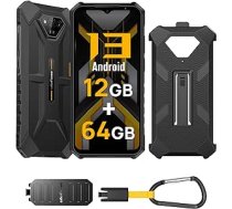 Ulefone Armor X13 Outdoor viedtālrunis 12G + 64GB ROM/SD-256GB kamera 50MP + 24MP + 8MP Android 13 āra mobilais tālrunis bez līguma 6320mAh Dual SIM IP68 viedtālrunis 2024 NFC melns