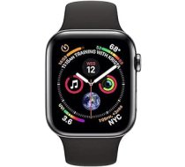 Apple Watch Series 4 (GPS + Cellular, 44 mm) — Space Black nerūsējošā tērauda korpuss ar melnu sporta siksnu (atjaunots)