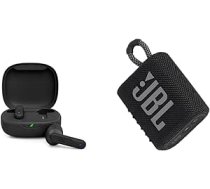 JBL Wave 300 TWS True Wireless In-Ear Bluetooth austiņas melnā krāsā — bezvadu austiņas ar iebūvētu mikrofonu un GO 3 mazu Bluetooth kastīti melnā krāsā — ūdensizturīgs pārnēsājams skaļrunis ANEB09YDVVTJVT
