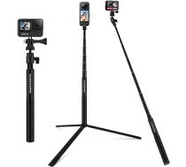 130 cm pašbildes nūja ar vienkāju statīvu tālrunim Insta 360, Wiseten rokas stabiņa pašbildes nūja monopods ierīcei GoPro Hero 12/11/10/9/8/7/6/5, melns Insta360 X3/ One XR/RS/GO 2