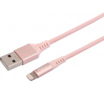 Tellur Data cable, Apple MFI Certified, USB to Lightning, made with Kevlar, 2.4A, 1m rose gold TLL155241