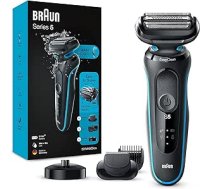 Braun Series 5cs skuveklis vīriešiem, elektriskais skuveklis ar 3 elastīgiem asmeņiem, bārdas trimmeris, uzlādes statuss, 50 min darbības laiks, EasyClick pielikumi, Wet&Dry, M4500cs, tirkīza
