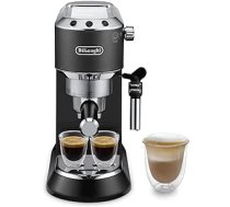 De'Longhi Dedica Style EC 685.BK espresso filtra turētājs espresso automāts ar profesionālu piena putu sprauslu 15 cm plats 1 litrs ūdens tvertne, pilns metāla korpuss ESE spilventiņi melni