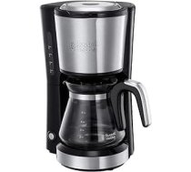 Russell Hobbs mini kafijas automāts kompakts nerūsējošais tērauds, 0,6l stikla krūze, līdz 5 tasītēm, taupošs, pastāvīgs filtrs, automātiska izslēgšana, 650 vati, sildvirsma, kompaktais filtra kafijas automāts 24210-56