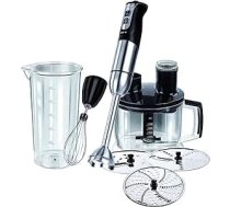 MPM MBL-11 Stabmixer-Set, Mixstab, Schnee-Besen, Multi-Messer, Zerkleinerungsbecher 1750ml, 3 Schneidscheiben, Edelstahl, BPA-frei, Turbo-Funktion, 800W, 1750 mililitri, Schwarz