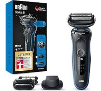 Braun Series 5 vīriešu skuveklis ar EasyClick pielikumu, elektriskais skuveklis un precīzais trimmeris, trīs dienu bārdas trimmeris, EasyClean, mitrais un sauss, uzlādējams un bezvadu, dāvanu vīrietis, 51-B1820s, zils