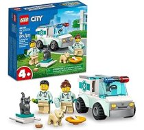 LEGO City Vet Van Rescue 60382 rotaļu dzīvnieku ātrā palīdzība, izglītojošs rotaļlietu komplekts bērniem no 4 gadu vecuma ar 2 veterinārām mini figūriņām, suņu un kaķu figūrām